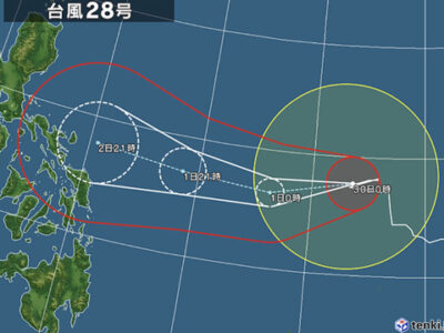 台風がまた追いかけてくるよ。